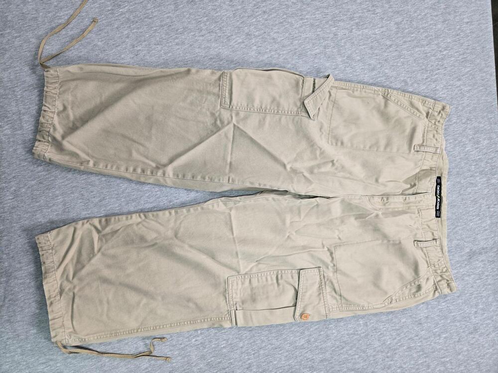 DKNY Jeans capri womens 12 Beige Cargo Canvas Drawstring Pockets Casual Summer